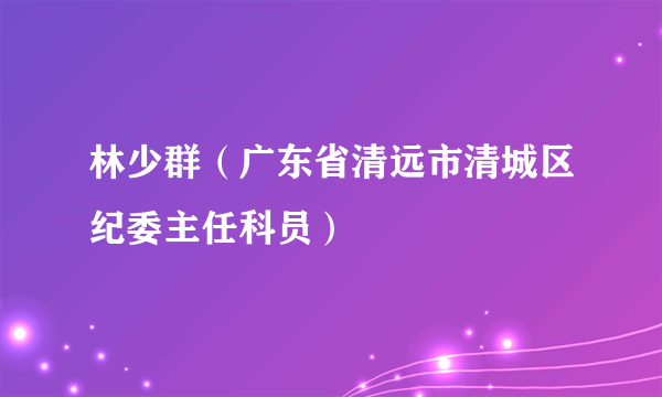 林少群（广东省清远市清城区纪委主任科员）