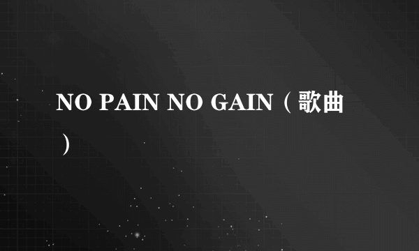 NO PAIN NO GAIN（歌曲）