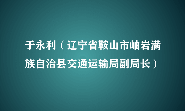 于永利（辽宁省鞍山市岫岩满族自治县交通运输局副局长）