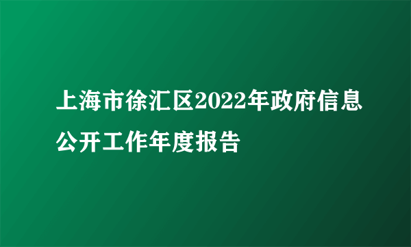 上海市徐汇区2022年政府信息公开工作年度报告