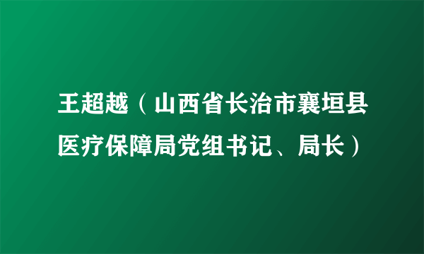 王超越（山西省长治市襄垣县医疗保障局党组书记、局长）