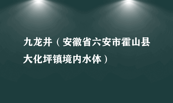 九龙井（安徽省六安市霍山县大化坪镇境内水体）