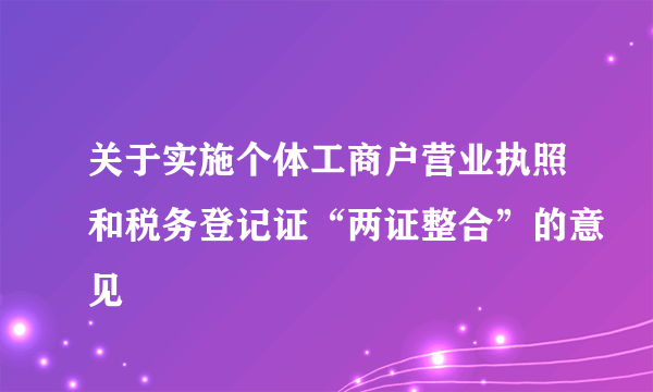 关于实施个体工商户营业执照和税务登记证“两证整合”的意见