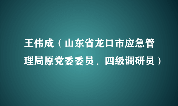 王伟成（山东省龙口市应急管理局原党委委员、四级调研员）