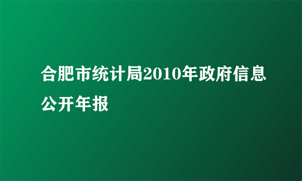 合肥市统计局2010年政府信息公开年报