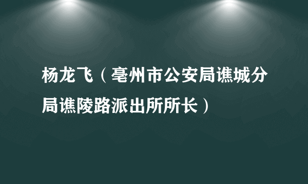 杨龙飞（亳州市公安局谯城分局谯陵路派出所所长）