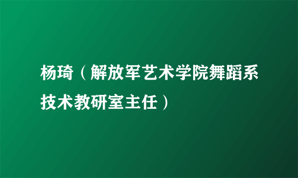 杨琦（解放军艺术学院舞蹈系技术教研室主任）