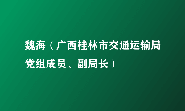 魏海（广西桂林市交通运输局党组成员、副局长）