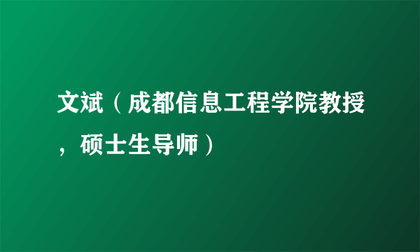 文斌（成都信息工程学院教授，硕士生导师）