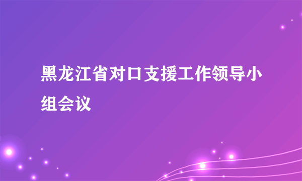 黑龙江省对口支援工作领导小组会议