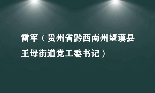 雷军（贵州省黔西南州望谟县王母街道党工委书记）