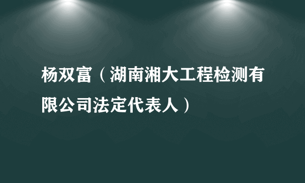 杨双富（湖南湘大工程检测有限公司法定代表人）