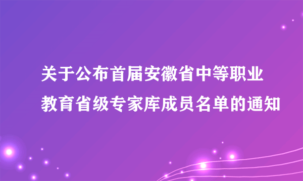 关于公布首届安徽省中等职业教育省级专家库成员名单的通知