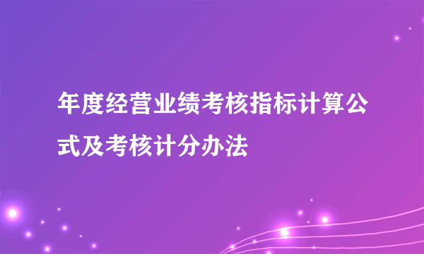 年度经营业绩考核指标计算公式及考核计分办法