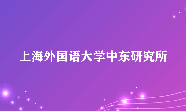 上海外国语大学中东研究所